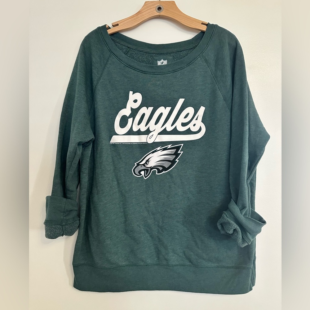 NFL Philadelphia Eagles Green Crewneck Sweatshirt with White Logo